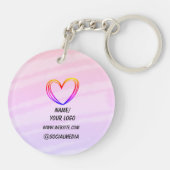 Porte-clés simple minimum ajouter votre logo nom aquarelle ke (Dos)