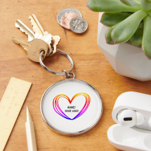 Porte-clés simple minimum ajouter votre logo nom aquarelle ke