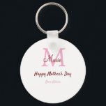 Porte-clés simple minimum de jour mère monogramme nom rose te<br><div class="desc">belle conception</div>