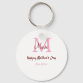 Porte-clés simple minimum de jour mère monogramme nom rose te (Verso)