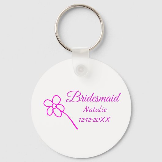 Porte-clés Simple minimum rose bridesmaid ajouter le nom de l (Recto)