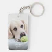 Porte-clés Simple Moderne 2 Photo Texte blanc superposé (Dos)