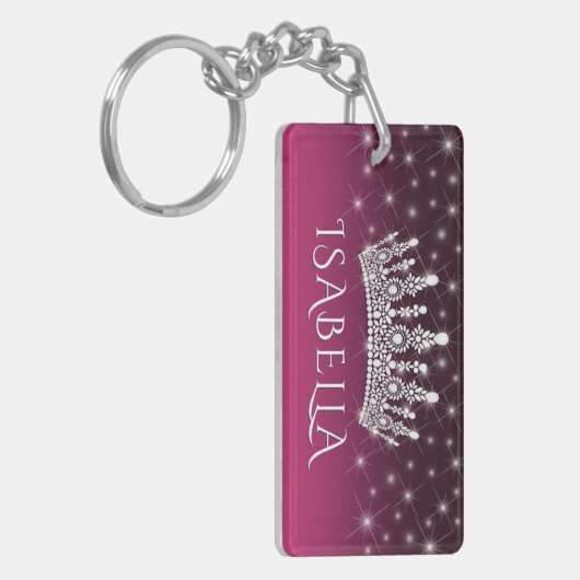 Porte-clés Simple Moderne 2 Photo Texte blanc superposé (Devant gauche)