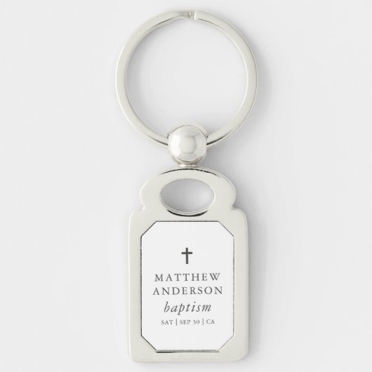 Porte-clés Simple moderne Elegant Cross Baby Baptism (Devant)