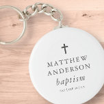Porte-clés Simple moderne Elegant Cross Baby Baptism<br><div class="desc">Le design se compose d'une simple typographie avec des polices sans serif et serif.</div>