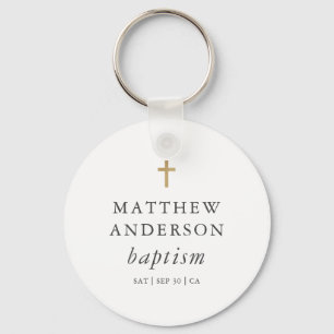 Porte-clés Simple moderne Elegant Cross Baby Baptism