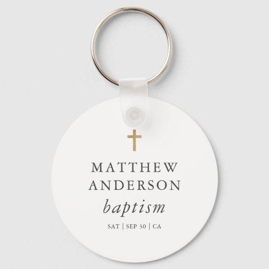 Porte-clés Simple moderne Elegant Cross Baby Baptism (Recto)
