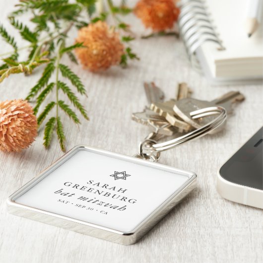 Porte-clés Simple moderne Elégante étoile de David Bat mitzva (Côté)