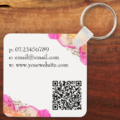 Porte-clés Simple moderne orange rose QR Code Carré Business (Verso)