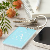 Porte-clés Simple Monogramme Bleu Ciel (Devant droit)