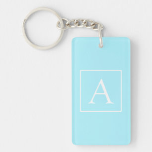 Porte-clés Simple Monogramme Bleu Ciel