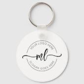 Porte-clés Simple Monogramme de Logo d'Entreprise Initiales B (Verso)