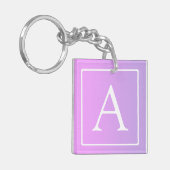 Porte-clés Simple Monogramme | Dégradé Rose/Violet Subtil (Devant gauche)
