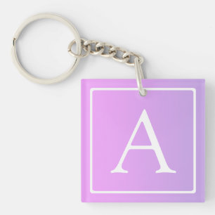 Porte-clés Simple Monogramme Dégradé Rose/Violet Subtil