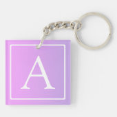 Porte-clés Simple Monogramme | Dégradé Rose/Violet Subtil (Dos)