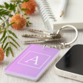 Porte-clés Simple Monogramme | Dégradé Rose/Violet Subtil (Devant droit)
