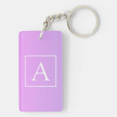 Porte-clés Simple Monogramme | Dégradé Rose/Violet Subtil (Dos)