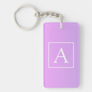 Porte-clés Simple Monogramme Dégradé Rose/Violet Subtil