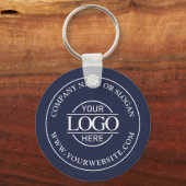 Porte-clés Simple Navy Blue Custom Business Logo promotionnel (Verso)