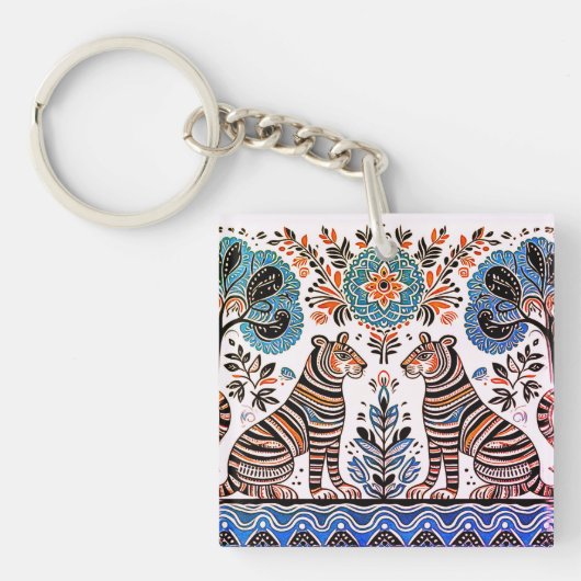 Porte-clés simple peinture madhubani (Devant)