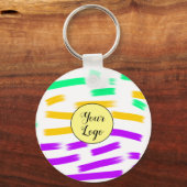 Porte-clés simple personnalisé jaune bleu aquarelle ajouter l (Recto)