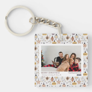 Porte-clés Simple Photo de Noël pour jeunes mariés heureux