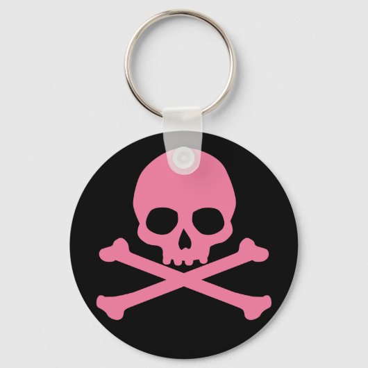 Porte-clés SImple Pink Skull and Crossbones (Recto)