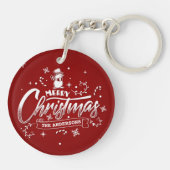 Porte-clés Simple Porte - clé de Noël Snowman personnalisé (Dos)
