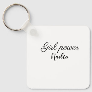 Porte-clés simple pouvoir minimaliste pour fille ajouter le n