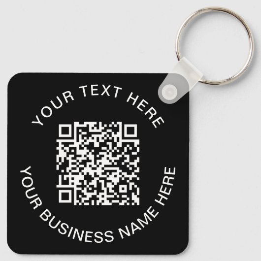 Porte-clés Simple QR Code promotionnel noir (Dos)