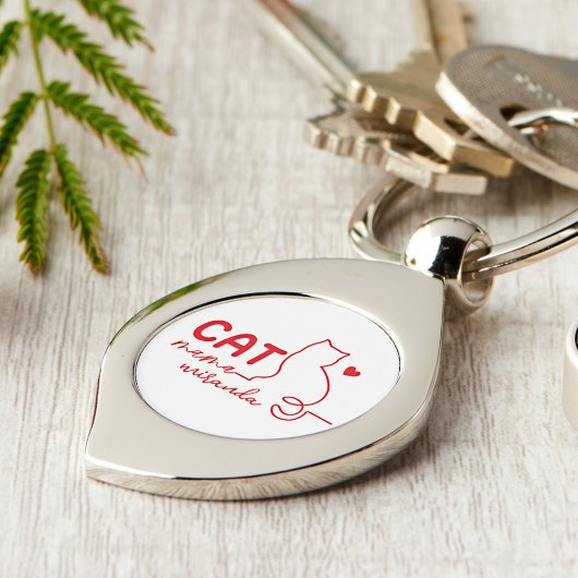 Porte-clés Simple Red Heart Cat Mom Mothers Day