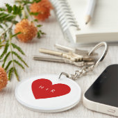 Porte-clés Simple Red Heart Love Couples Monogramme Moderne (Devant droit)