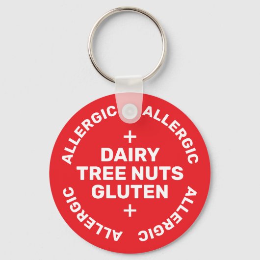 Porte-clés Simple Red White Urgence Contact Alimentation Alle (Recto)