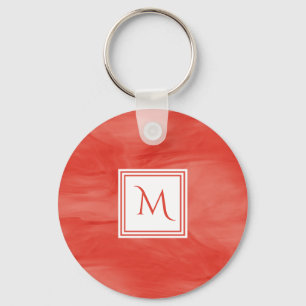 Porte-clés Simple rouge orange subtil marbre moderne Monogram