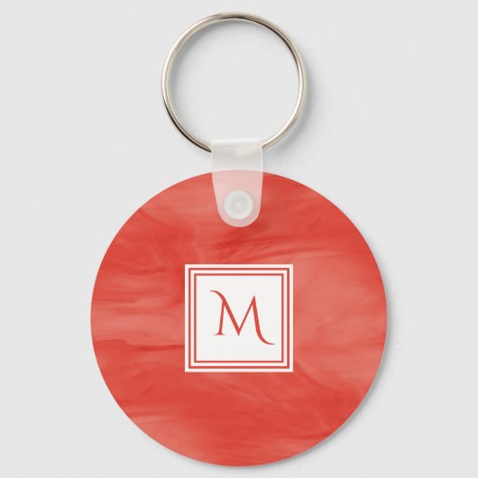 Porte-clés Simple rouge orange subtil marbre moderne Monogram (Recto)