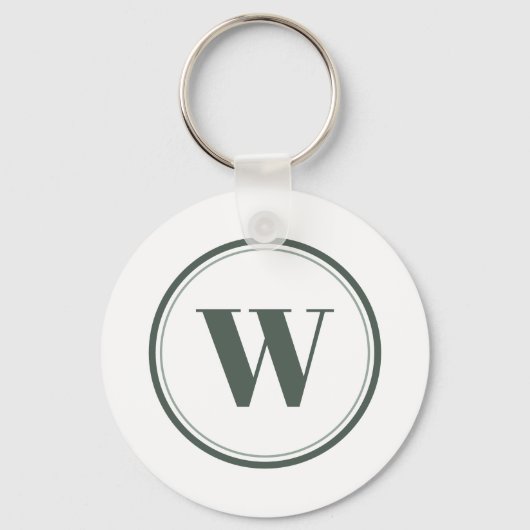 Porte-clés Simple Sage Vert Moderne Monogramme Nom (Recto)