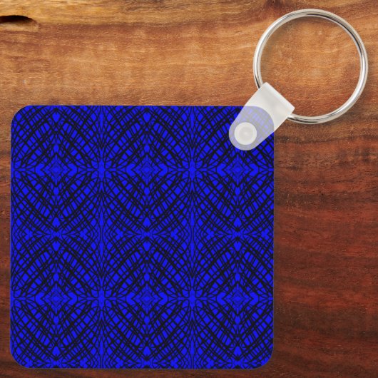 Porte-clés Simple Scribble | Carreaux miroir | Bleu | (Verso)