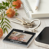 Porte-clés Simple Script Grandma Est.Photo Year Black (Devant Droit)