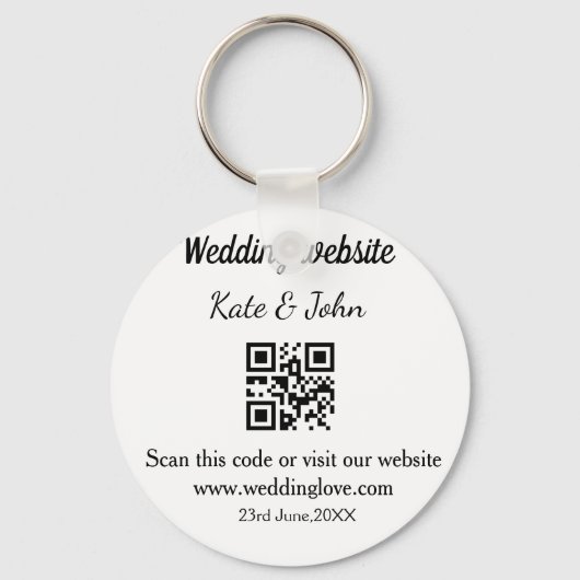 Porte-clés Simple site web de mariage code Q R ajouter nom y (Recto)