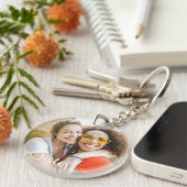 Porte-clés Simple Soeurs Une Photo Élégant Script Coeur (Devant Droit)