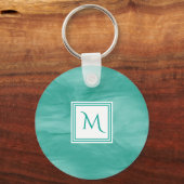Porte-clés Simple Turquoise Vert subtil marbre Moderne Monogr (Recto)