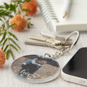 Porte-clés Simple Une Photo Script Moderne Aimer Bijoux Coeur (Devant droit)