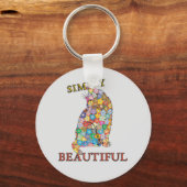 Porte-clés Simplement Belle Fleurs Colorées Chat Aimer (Recto)