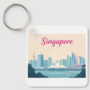 Porte-clés Singapour Pastel Travel Design