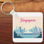Porte-clés Singapour Pastel Travel Design (Recto)