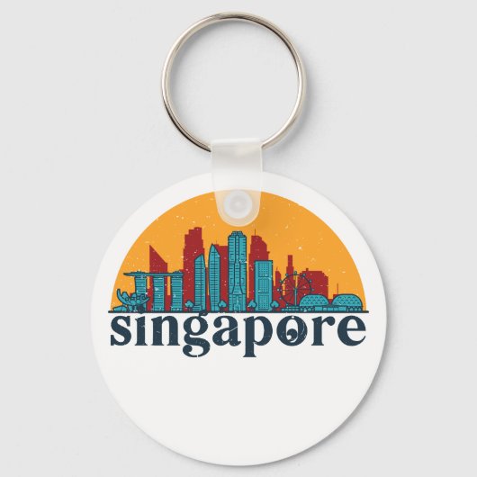 Porte-clés Singapour Retro City Skyline City Art (Recto)