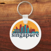 Porte-clés Singapour Retro City Skyline City Art (Recto)