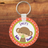 Porte-clés Singe-bébé Brown avec Baby shower Pacificateur (Recto)