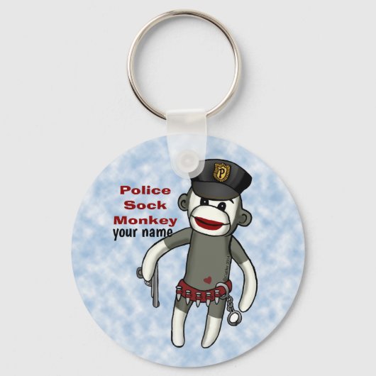 Porte-clés Singe Chaussette Police (Recto)