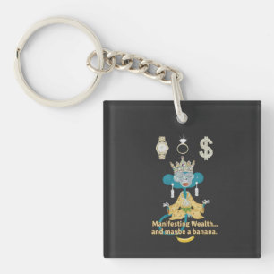 Porte-clés Singe d'art zen manifestant la richesse 